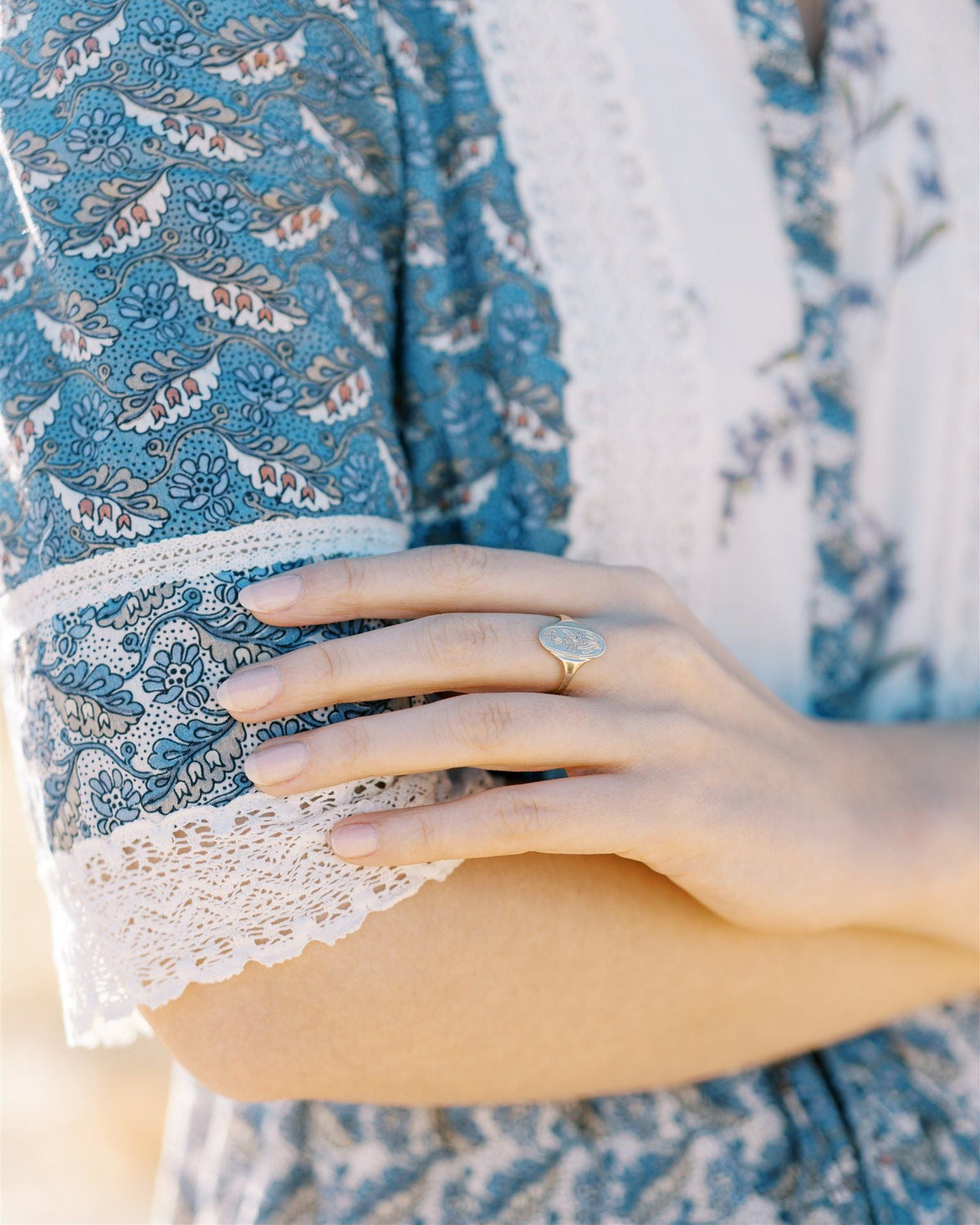 Forget-Me-Not Wildflower Signet Ring