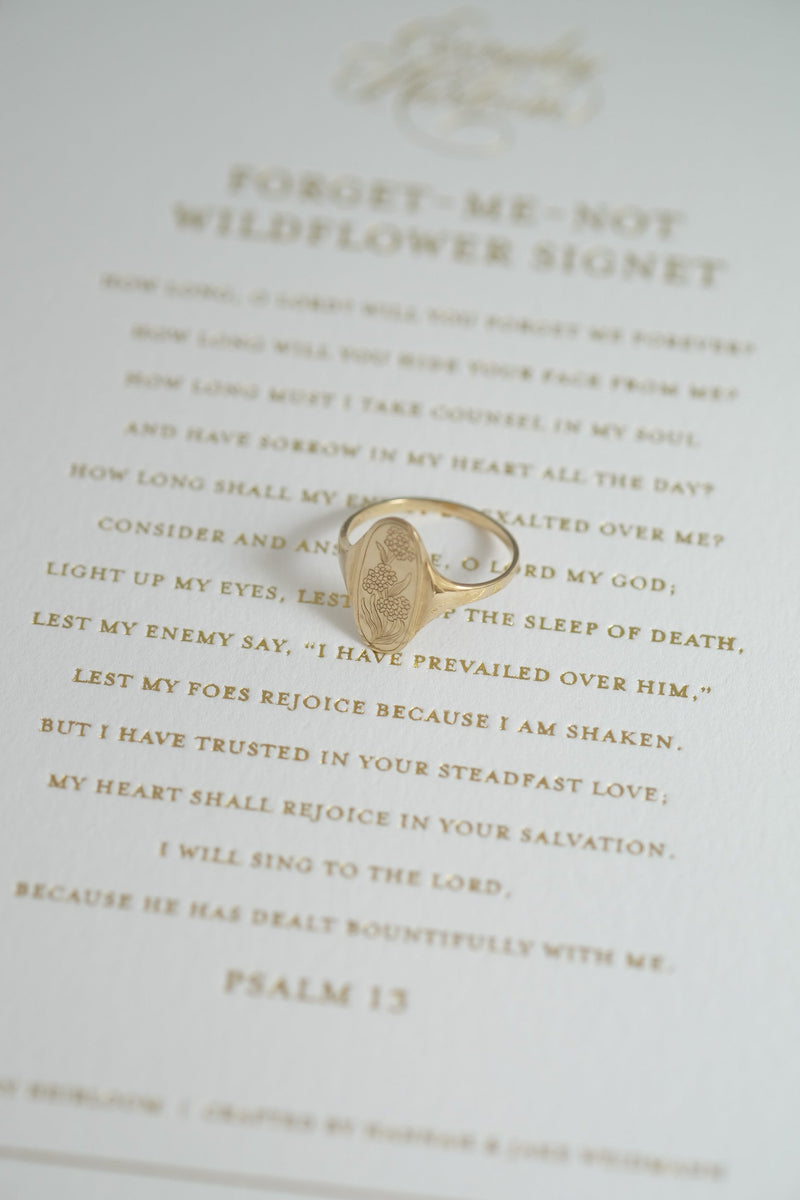 Forget-Me-Not Wildflower Signet Ring