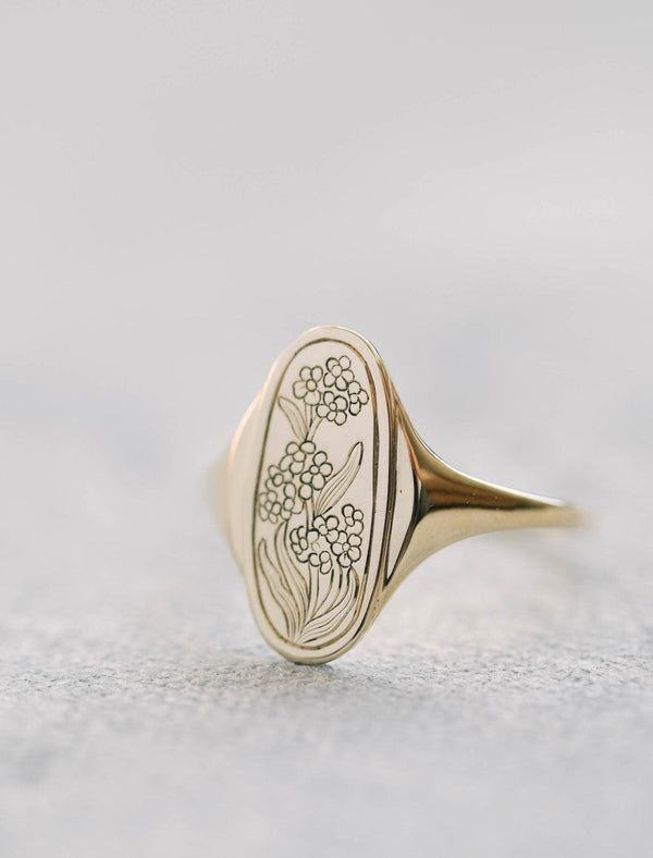 Forget-Me-Not Wildflower Signet Ring