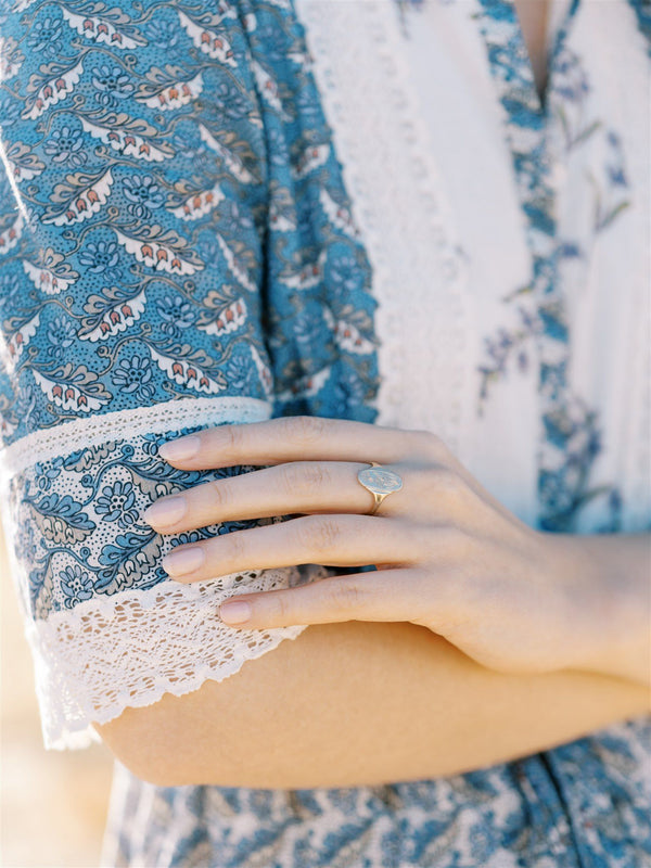 Forget-Me-Not Wildflower Signet Ring